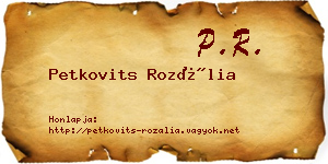 Petkovits Rozália névjegykártya