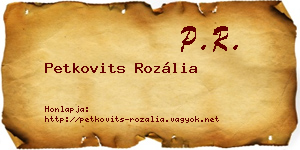 Petkovits Rozália névjegykártya